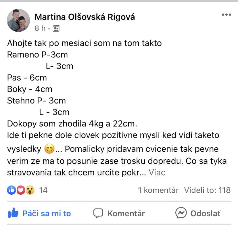 Referencia klientky Martina Olšovská Rigová — originálny screenshot správy