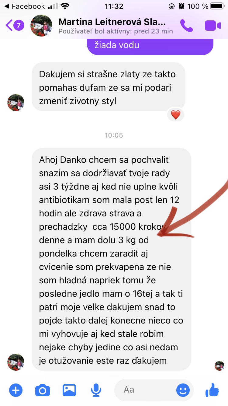Referencia klientky Martina Leitnerová — originálny screenshot správy