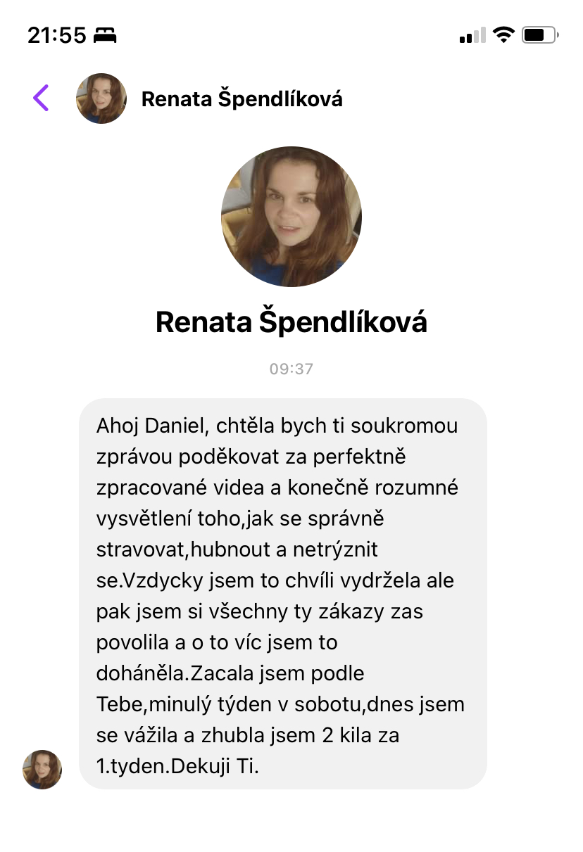 Referencia klientky Renata Špendlíková — originálny screenshot správy