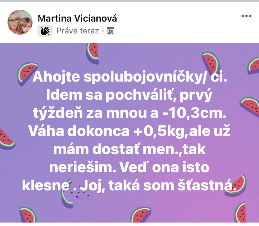 Referencia klientky Martina Vicianová — originálny screenshot správy