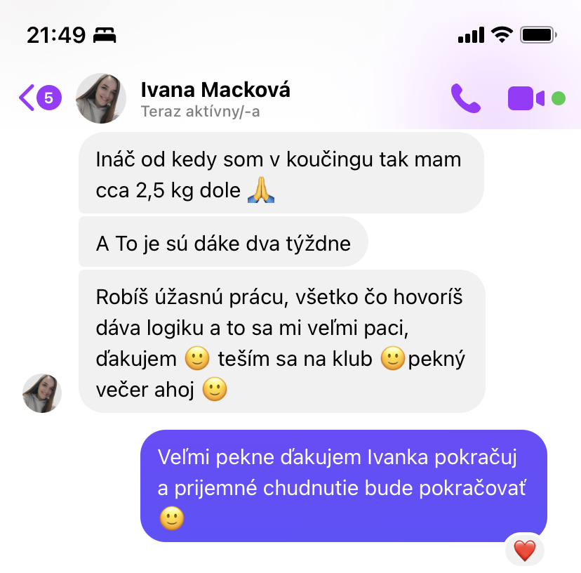 Referencia klientky Ivana Macková — originálny screenshot správy