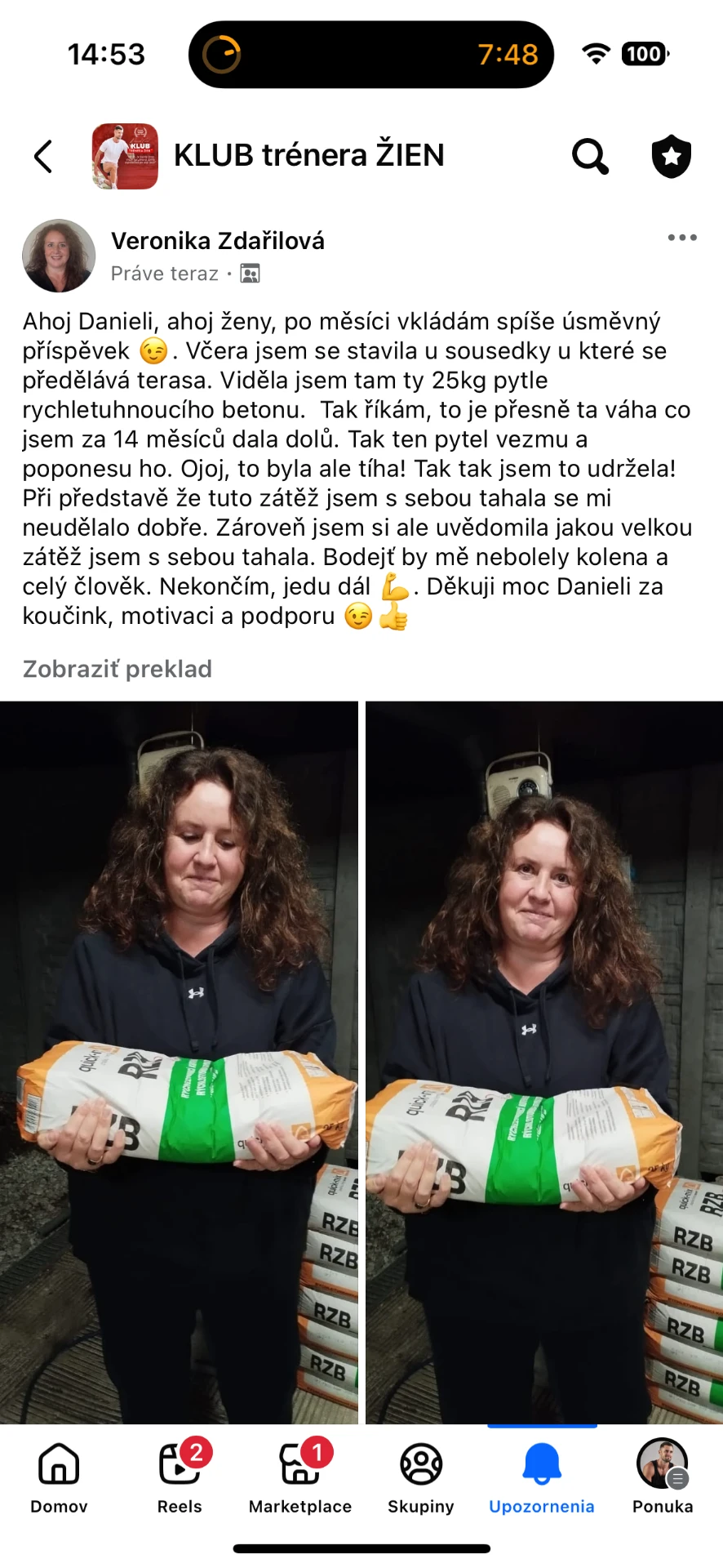 Referencia klientky Veronika Zdařilová — originálny screenshot správy
