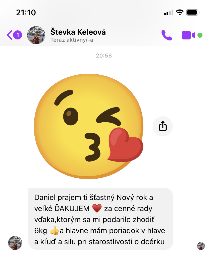 Referencia klientky Števka Keleová — originálny screenshot správy
