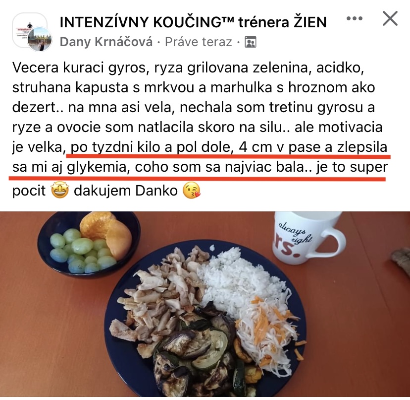 Referencia klientky Dany Krnáčová — originálny screenshot správy
