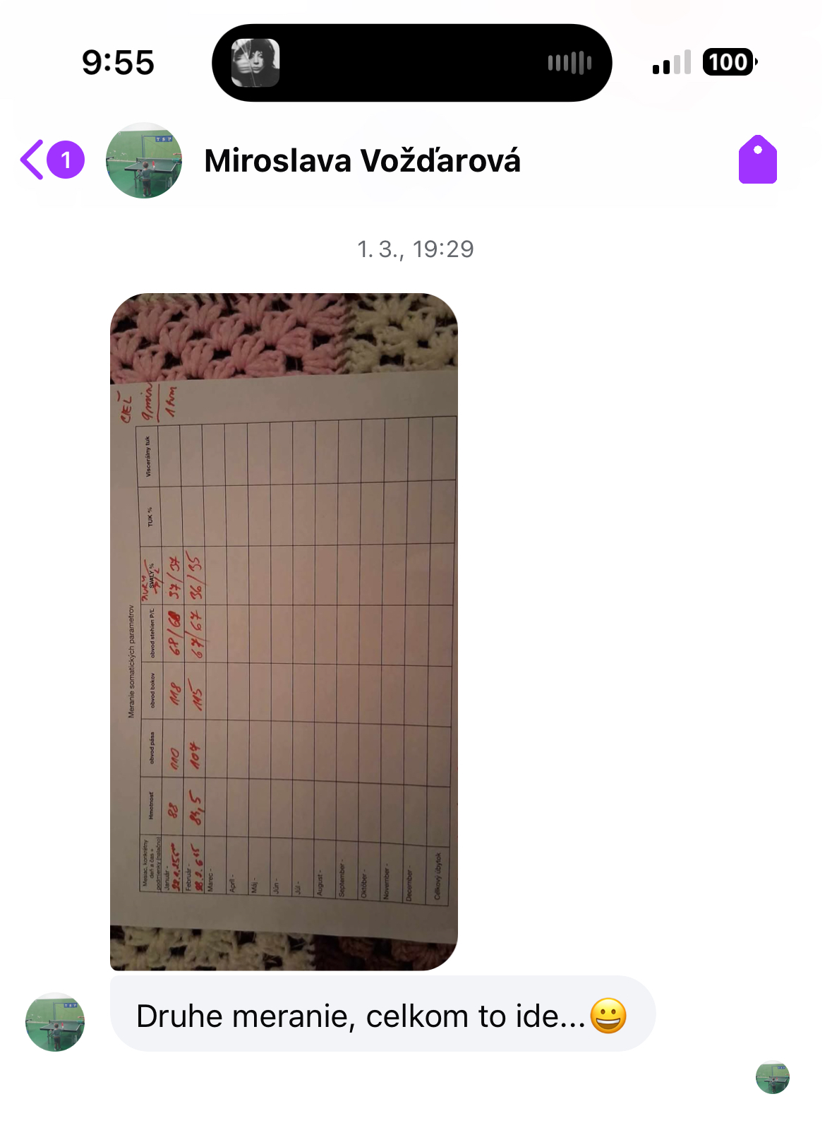 Referencia klientky Miroslava Vožďarová — originálny screenshot správy