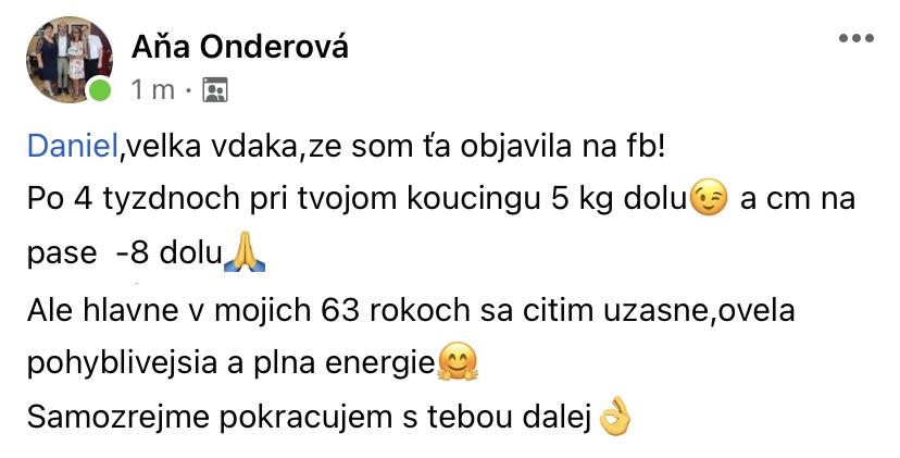Referencia klientky Aňa Onderová — originálny screenshot správy
