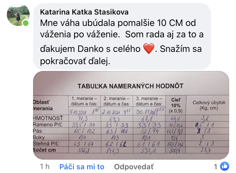 Referencia klientky Katarína Stašiková — originálny screenshot správy