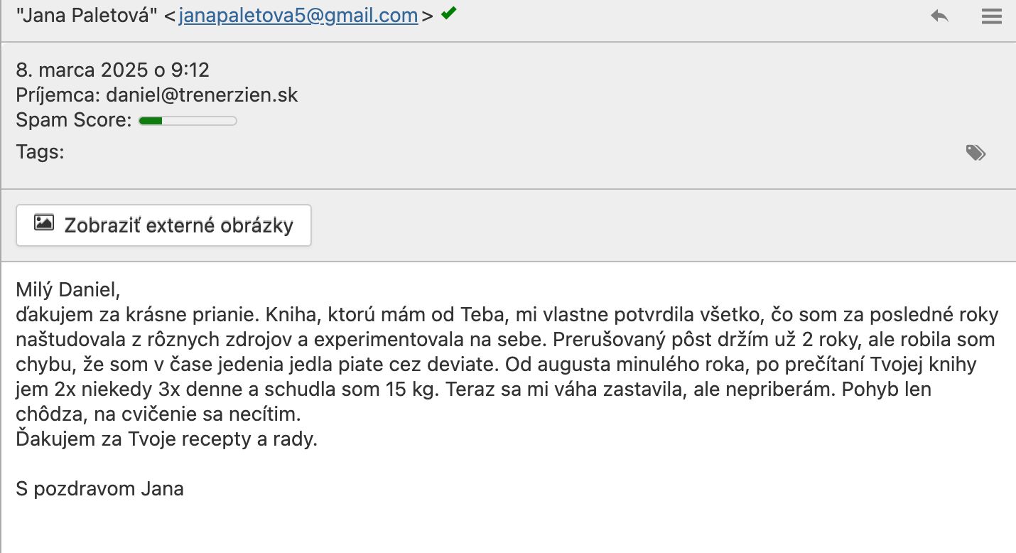 Referencia klientky Jana Paletová — originálny screenshot správy