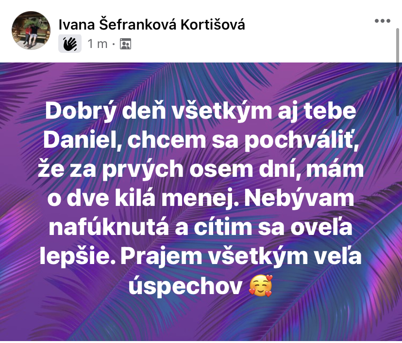 Referencia klientky Ivana Šefranková Kortišová — originálny screenshot správy