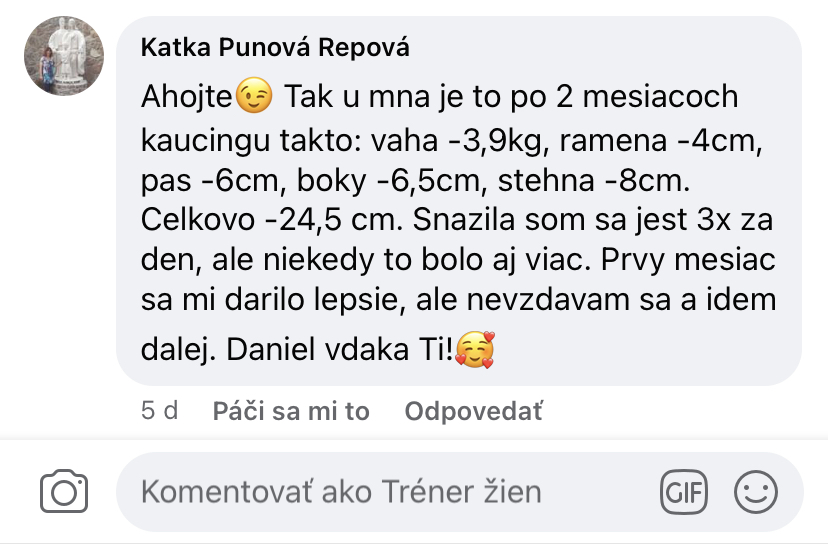 Referencia klientky Katka Punová Repová — originálny screenshot správy