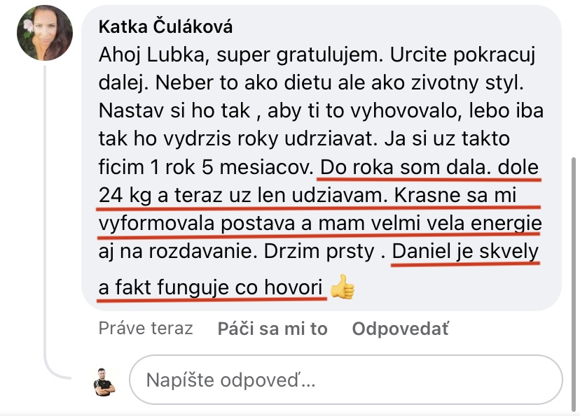 Referencia klientky Katka Čuláková — originálny screenshot správy