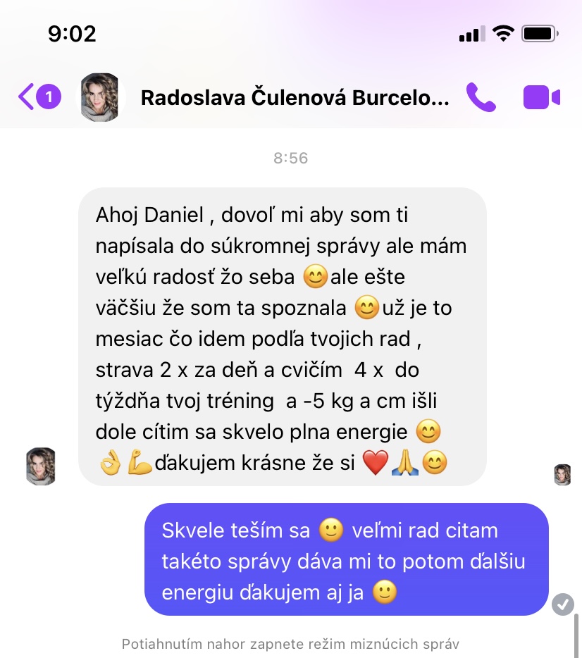 Referencia klientky Radoslava Čulenová Burcelová — originálny screenshot správy