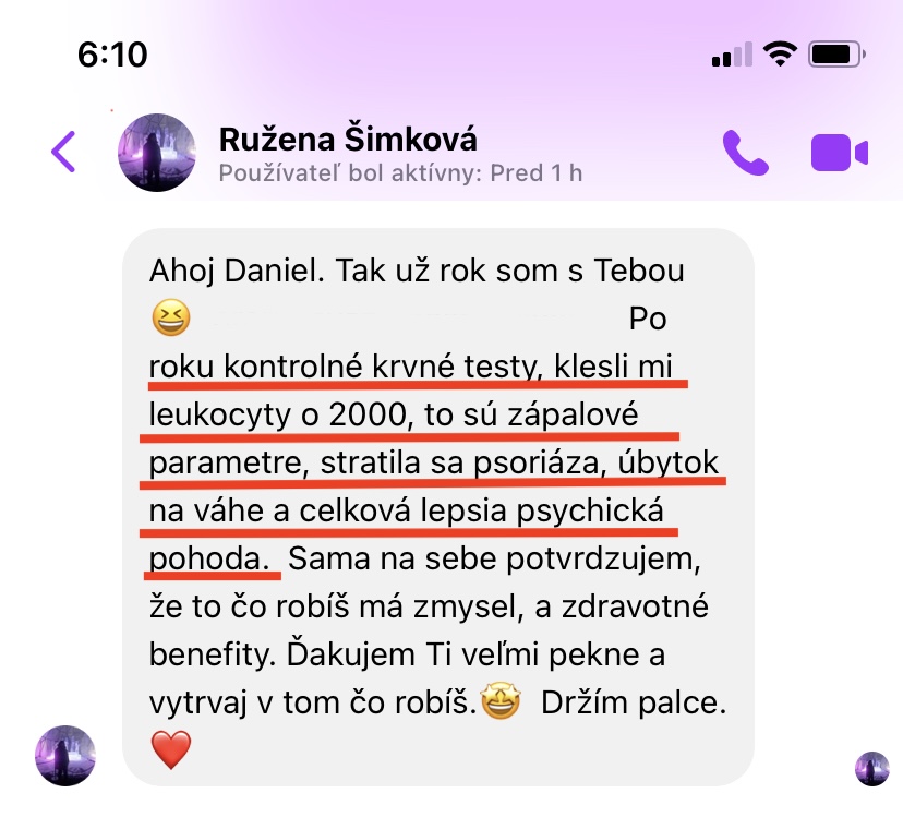 Referencia klientky Ružena Šimková — originálny screenshot správy