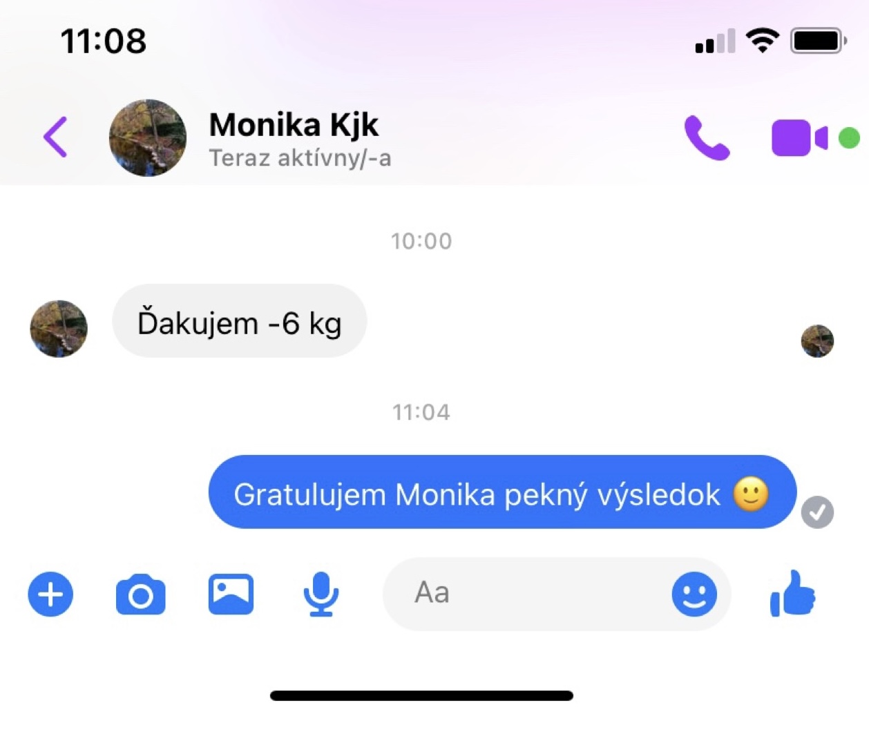 Referencia klientky Monika K. — originálny screenshot správy