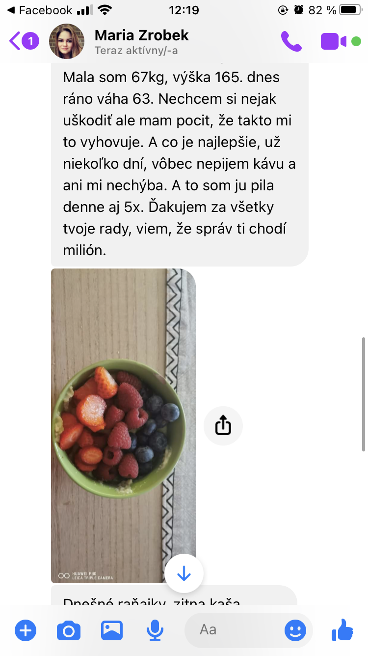 Referencia klientky Mária Z. — originálny screenshot správy