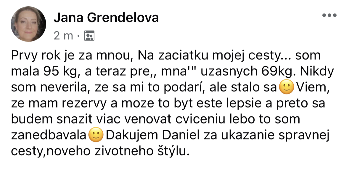 Referencia klientky Jana Grendelová — originálny screenshot správy