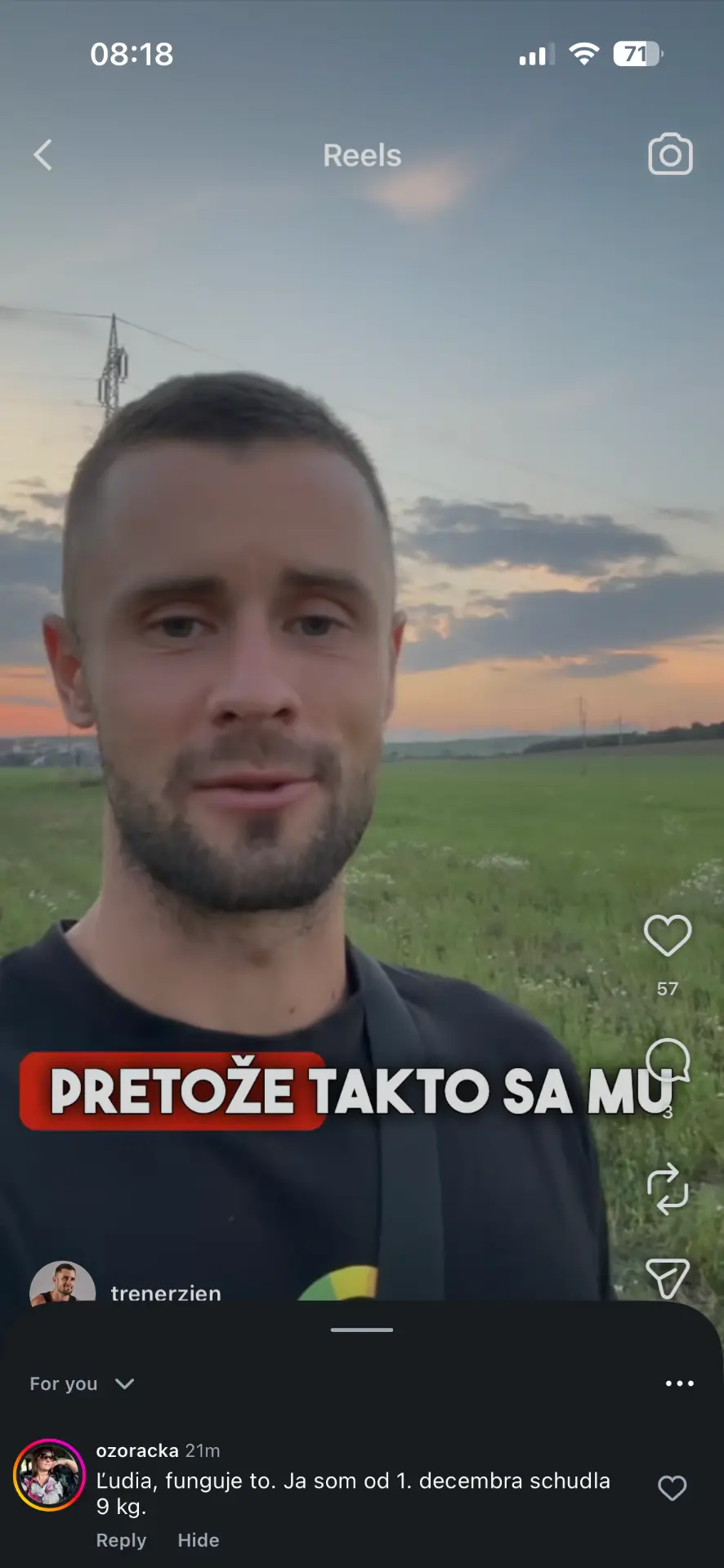 Referencia klientky Klientka z Instagramu — originálny screenshot správy