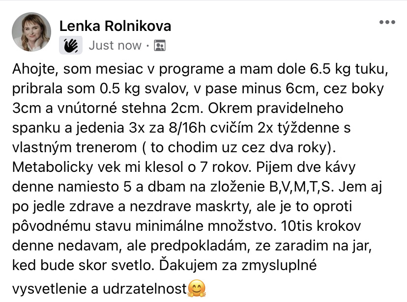 Referencia klientky Lenka Rolníková — originálny screenshot správy