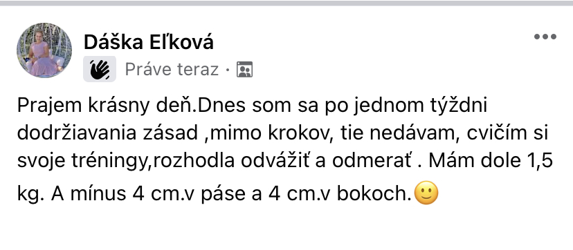 Referencia klientky Dáška Eľková — originálny screenshot správy