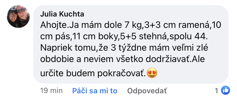 Referencia klientky Júlia Kuchtová — originálny screenshot správy