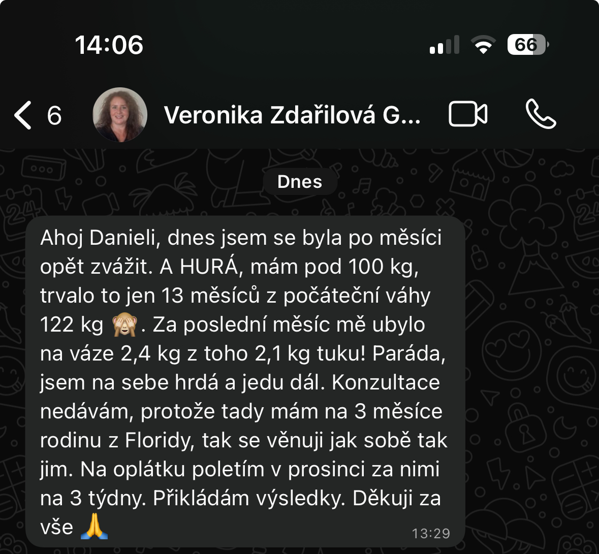 Referencia klientky Veronika Zdařilová — originálny screenshot správy