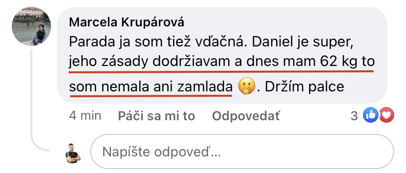 Referencia klientky Marcela Krupárová — originálny screenshot správy