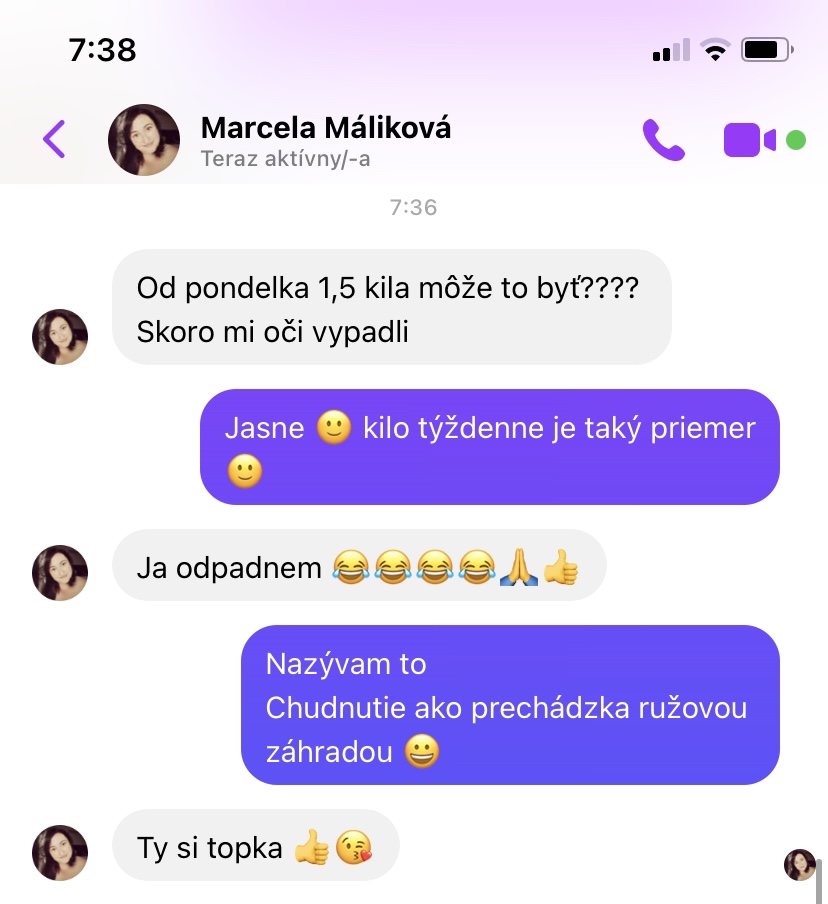 Referencia klientky Marcela Máliková — originálny screenshot správy