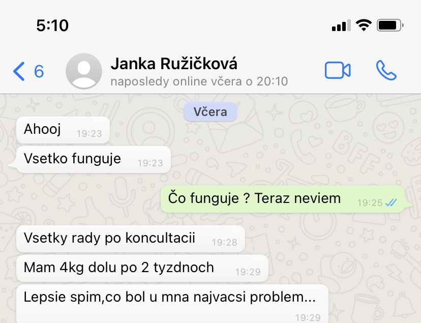 Referencia klientky Janka Ružičková — originálny screenshot správy