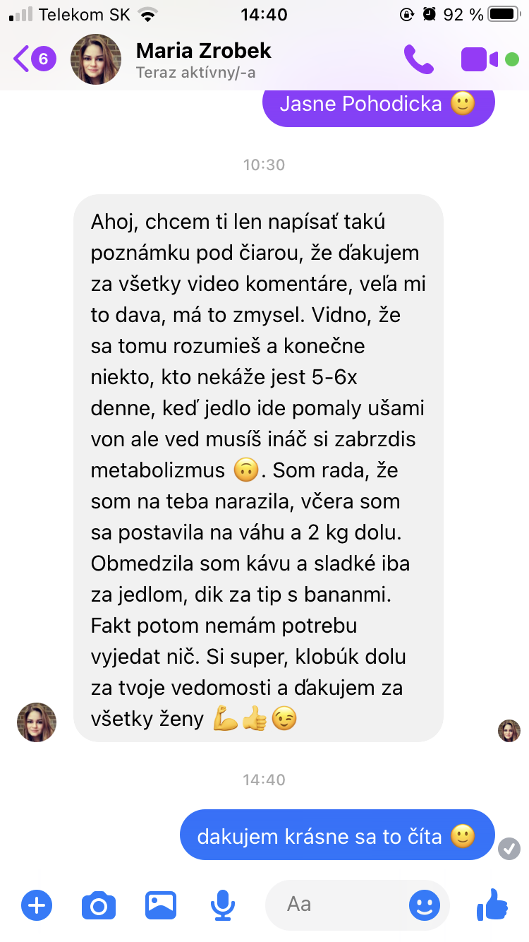 Referencia klientky Mária Z. — originálny screenshot správy