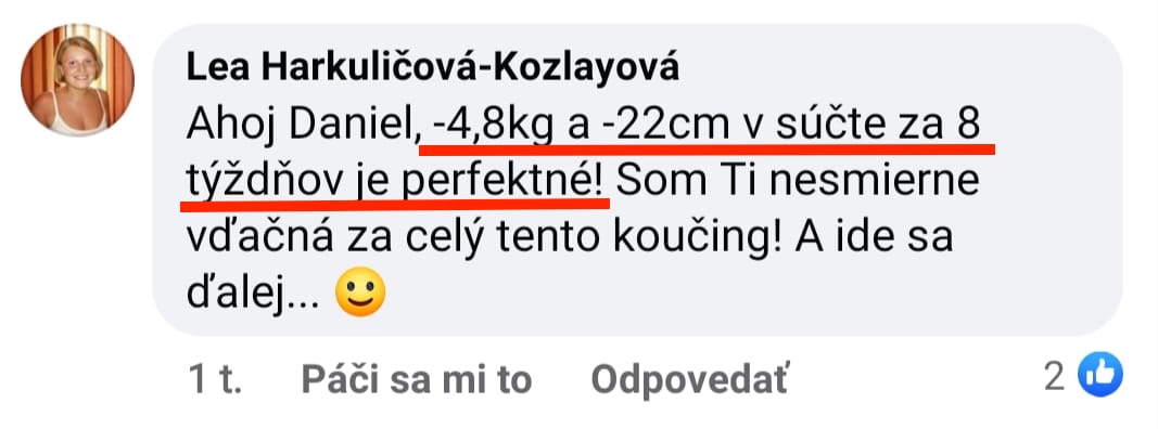 Referencia klientky Lea Harkuličová-Kozlayová — originálny screenshot správy