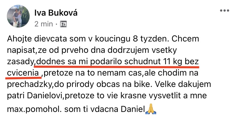 Referencia klientky Iva Buková — originálny screenshot správy