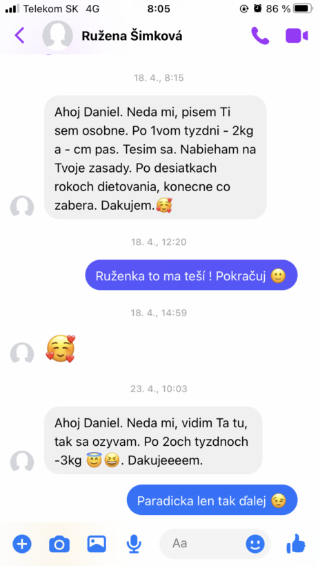 Správa od Ruženy - po dvoch týždňoch tri kilá dole